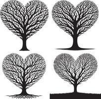 A beautiful silhouette of a tree in a heart love shape, perfect for romantic designs. vector