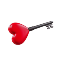 Unique heart-shaped key with a black shaft placed on a clean surface highlighting its design and color png