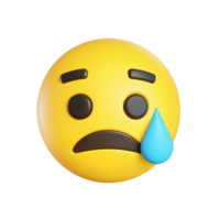 Sad emoji face with a teardrop and a frown expression png