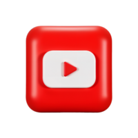 Bright red square button with a white play icon displayed prominently png