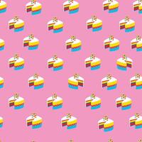 Colorful Cake Seamless Pattern on Pink Background Fun and Playful Dessert Design vector