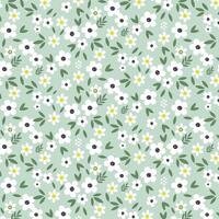 Elegant Seamless Floral Pattern with White Flowers on Soft Green Background Hand-Drawn Botanical Design vector