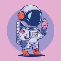 an Astronaut holding a ice cream vector