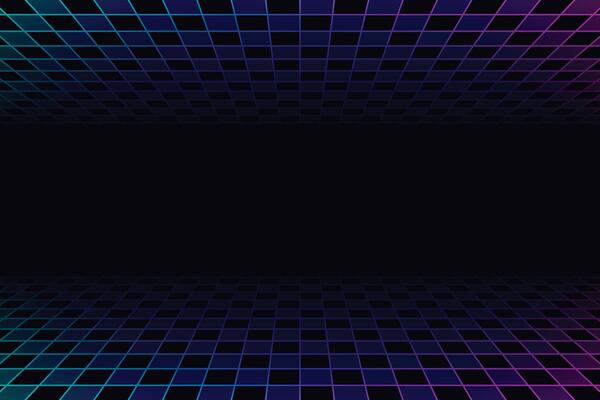 Retro futuristic sci-fi grid landscape background. Abstract digital cyberpunk style