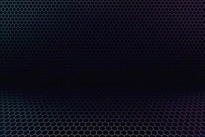Abstract hexagons pattern texture perspective on dark background with copy space vector