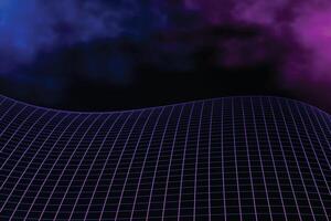 Abstract wave of grid lines background with blue and purple smoke vector