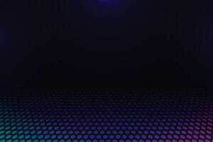 Abstract neon hexagons pattern perspective background and texture with copy space vector