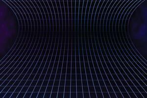 Curved perspective grid. Curved blue and purple lines on a dark background vector