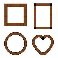 Set of wooden frame border vector