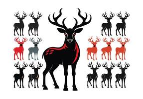 Silhouettes of Majestic Deer in vector