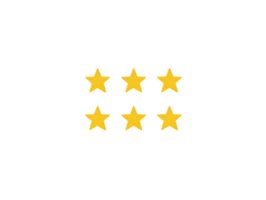 A Bright yellow stars arranged in two rows of three, symbolizing high ratings or quality. These stars evoke sense of excellence and positivity, often used in reviews or awards png