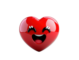 A cheerful red heart emoji with big smile and sparkling eyes, representing love and happiness. This vibrant symbol is perfect for expressing affection and joy in various contexts png