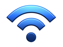 A blue wireless signal icon representing connectivity and technology. This symbol is commonly associated with internet access and communication png