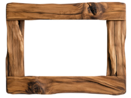 A rustic wooden frame made from natural wood, showcasing unique grain patterns and textures. This frame is perfect for displaying photographs or artwork, adding warm and organic touch to any decor png