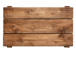 A Rustic wooden crate with natural finish, featuring three horizontal planks and visible wood grain, perfect for storage or decorative purposes png