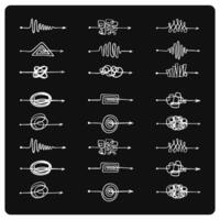 Messy arrow lines doodle set. Tangled scribble path, chaos mindset with doodle style drawing vector