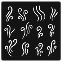 A set of line winds. Air, wind, swirl in doodle illustration style on black background vector
