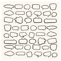 Hand drawn set of speech bubbles with doodle style drawing background cream vector