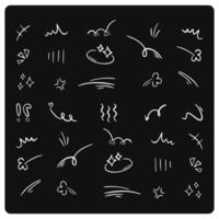 Line movement element, emotion effect decoration icon on black background vector