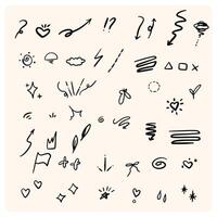 Sketch line simple elements with doodle style drawing vector