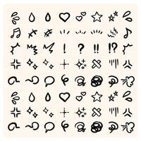 Simple sketch line style elements with doodle style drawing vector