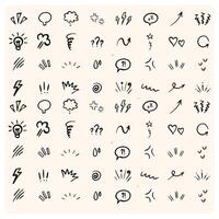 Cute hand drawn line elements with doodle style drawing background cream vector