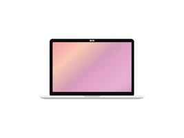 Computer laptop with blank empty colorful screen for copy space text on working workplace illustration flat cartoon, pc with empty display work place office modern design image vector
