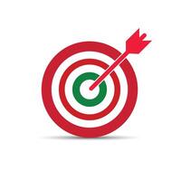 Business Success Symbol with Target on Red and Green with white Background. Red and Green Bullseye with Dart in Center vector