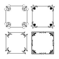 Set of Decorative vintage frames and borders set, Black frame with corner Thailand line floral for picture, design decoration pattern style. border design is pattern Thai art style vector