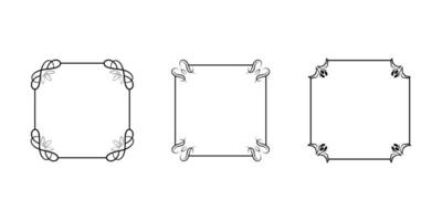 Vintage ornament frame set. Decorative border frames, retro style divider. Elegant frame and wedding ornaments Isolated icons set. Calligraphic filigree black ink borders collection vector