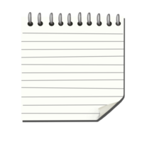 Blank minimmalist Spiral Notepad with curled at the edge png