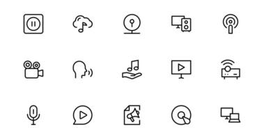 Audio Icons set Collection for Creative Projects. This Set Features Multimedia, Sound, and Symbols Perfect for UI and Web Design. vector