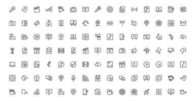 Explore Our Audio Icons Collection for Creative Projects. This Set Features Multimedia, Sound, and Symbols Perfect Web Design. vector
