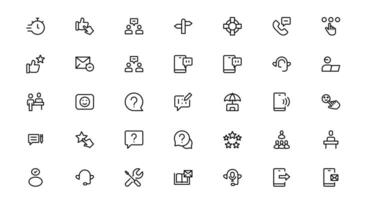 Support and Customer Service Tools Icon Set. Effective Icons for Service Support, Helpdesk Management, Client Queries, and Support vector