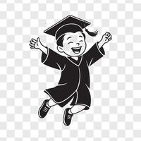 Kindergarten cap and gown celebration in clean linear outline vector
