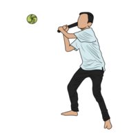 A man is swinging a bat at a ball png