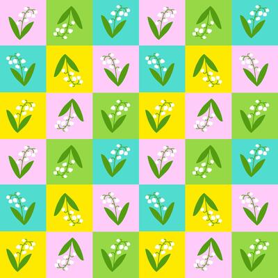 Seamless pattern spring lily of the valley.