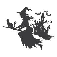 A classic Halloween witch illustration set against a white background, capturing eerie charm and magical vibes. vector