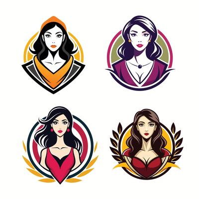 woman fashion model logo design template