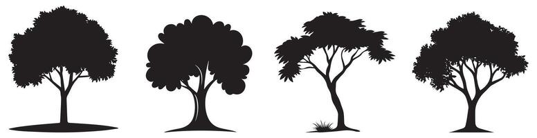 Tree Silhouettes Set, Black Isolated Nature Elements for Design vector