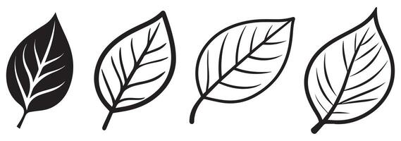 Leaf Silhouette Set, Black Isolated Nature Elements for Design vector