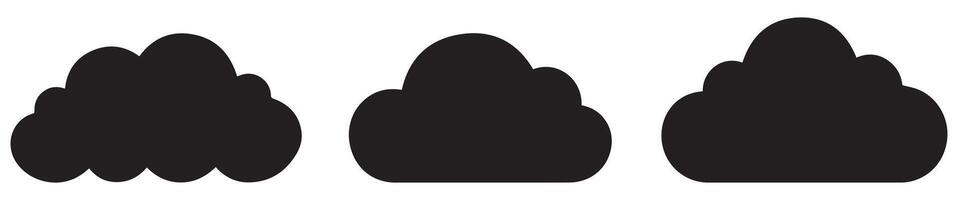 Simple Cloud Silhouette Icons, Minimalist Cloud Set for Logos and Designs vector