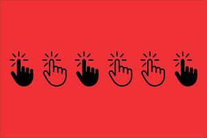 A series of stylized click icons representing interactive elements and calls to action vector