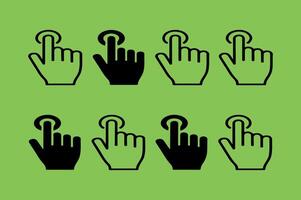 A symmetrical row of hands with index fingers poised to touch, in a simple and modern black and white design. vector