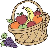 A basket with fresh fruits and vegetables vector
