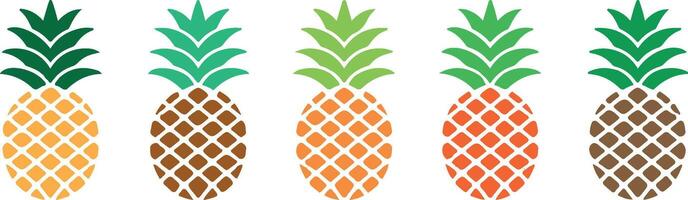 An artful arrangement showcases a colorful collection of stylized pineapples, exuding the essence of the tropics and summer joy. vector