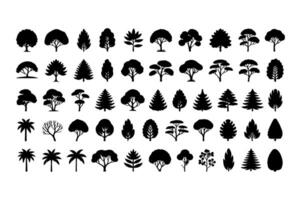 A comprehensive collection of various tree silhouettes vector