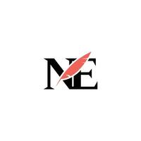 Sleek EN or NE Feather Monogram with a High-End Look and Feel vector