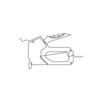 one line art Staple Gun Tool illustration. line art, one continuous line, simple, hand drawn and sketch style. for icons, symbols, signs or logos vector