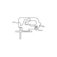 one line art Jigsaw tool illustration. line art, one continuous line, simple, hand drawn and sketch style. for icons, symbols, signs or logos vector